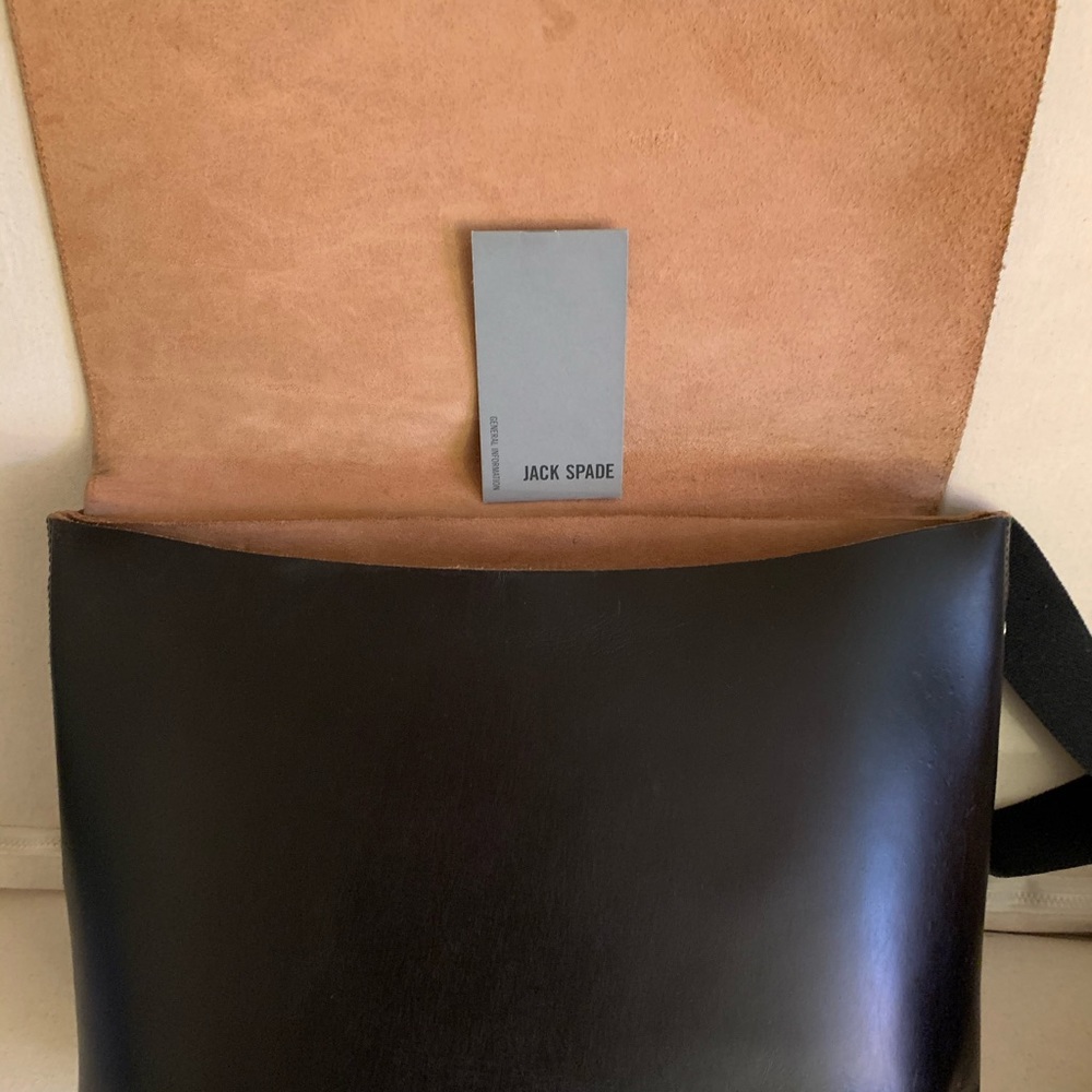 Jack Spade Black Heavy Leather Messenger Bag